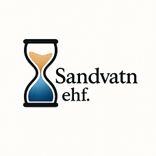 Merki Sandvatns ehf, stundaglas sem táknar skýra hugsun, lausnamiðaða nálgun og trausta ráðgjöf í mannauðsmálum og bókhaldi