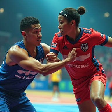 Enthusiastic kabaddi fans cheering in stadium