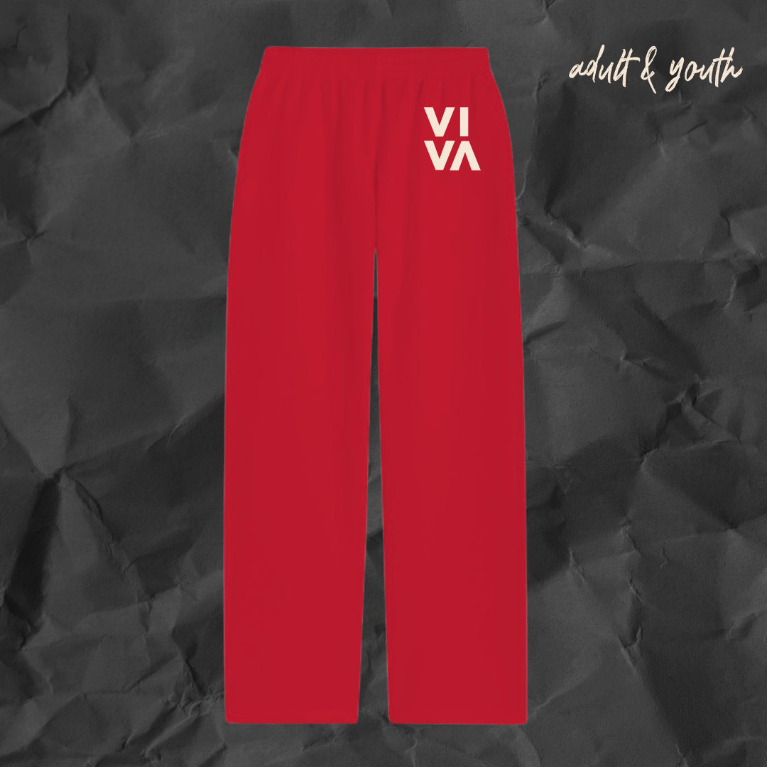 Red Stacked Wide-leg Sweatpants