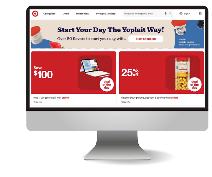 Digital ad space for Target mockup up on a Mac desktop, Ad reads "Start Your Day the yoplait way"