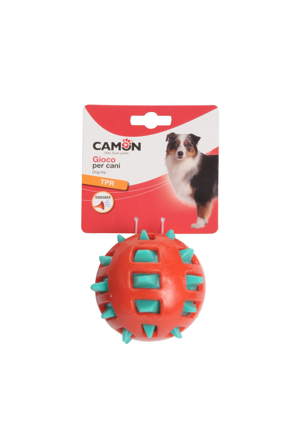 Jouet Pour Chien Balle en TRP Avec Insert à Pointes et Couineur