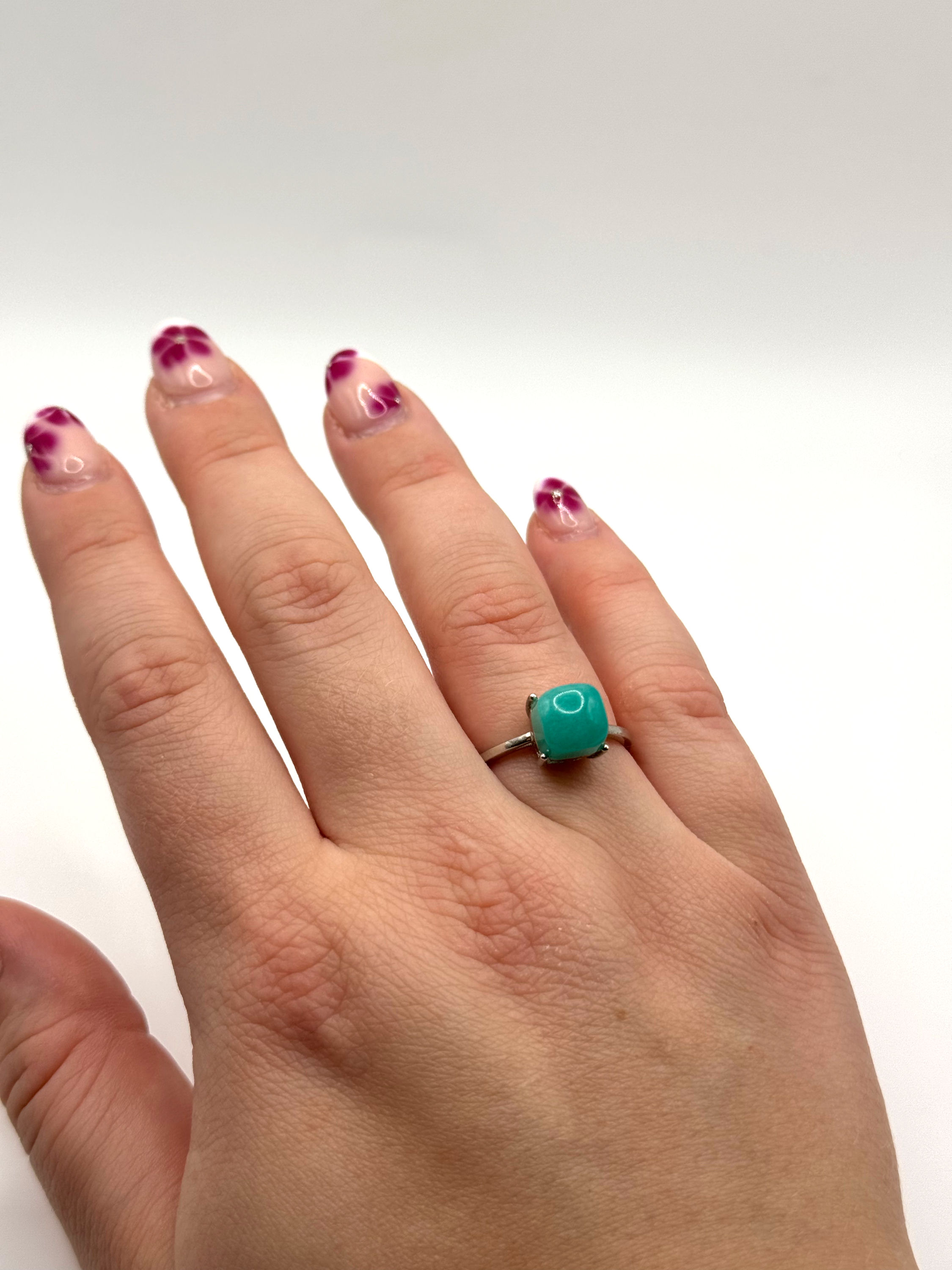 Amazoniet verstelbare ring -  Akasa collectie