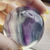 Thumbnail: Fluoriet bol op standaard - met multicolour regenbogen en inclusies binnenin