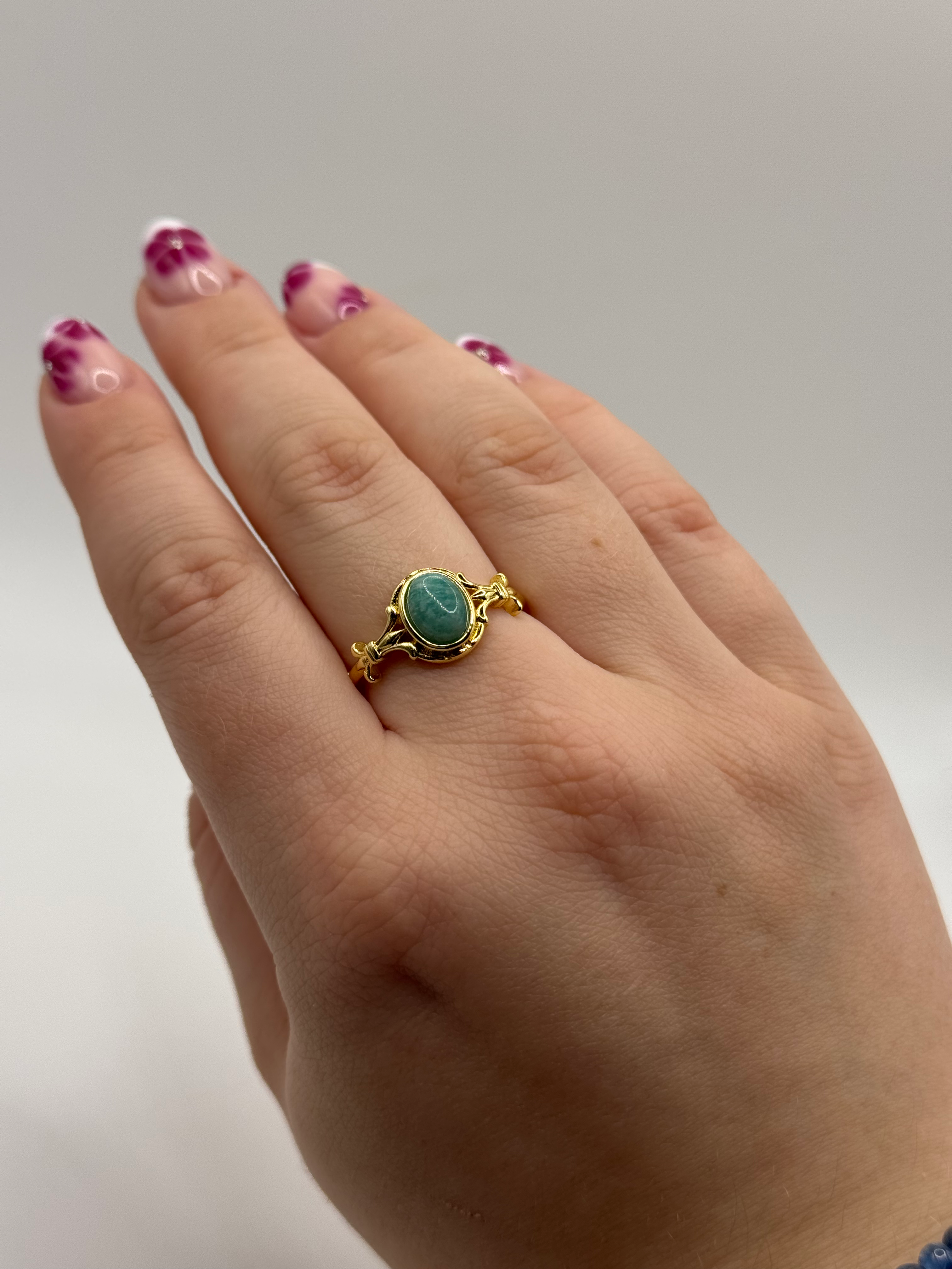 Amazoniet verstelbare ring - Nova collectie