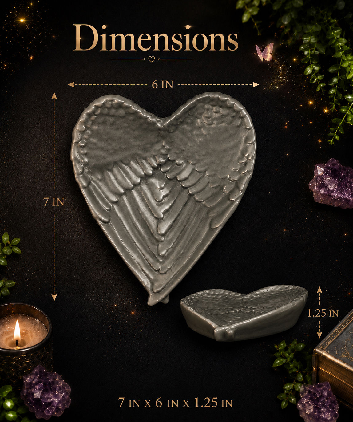 Shungite Large Angel Wing Charging Bowl for Detoxification 🖤