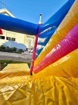 Unicorn Magic, bouncy castle slide view, castle for sale NZ