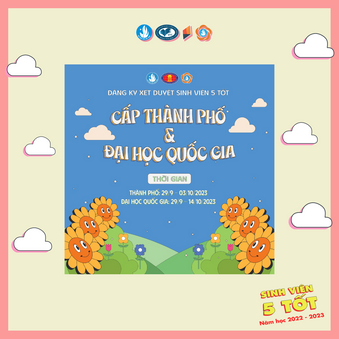 CÔNG BỐ BỘ TIÊU CHUẨN XÉT DANH HIỆU SINH VIÊN 5 TỐT CẤP THÀNH PHỐ VÀ CẤP ĐHQG NĂM HỌC 2022 - 2023
