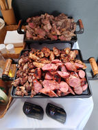 rechaud de carnes de churrasco do buffet a domicilio