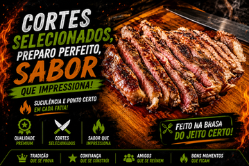 Buffet de churrasco a domicílio com carnes grelhadas, acompanhamentos e equipe profissional em festa de aniversário.