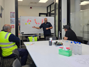 Frontline leaders participating in leadership and communication training during a workplace development workshop