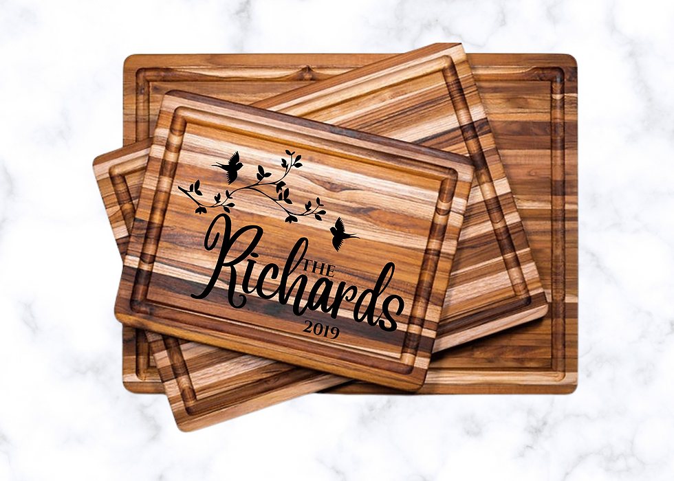 Thumbnail: Custom Teak wood cutting board, housewarming gift, realtor gift, wedding gift, S