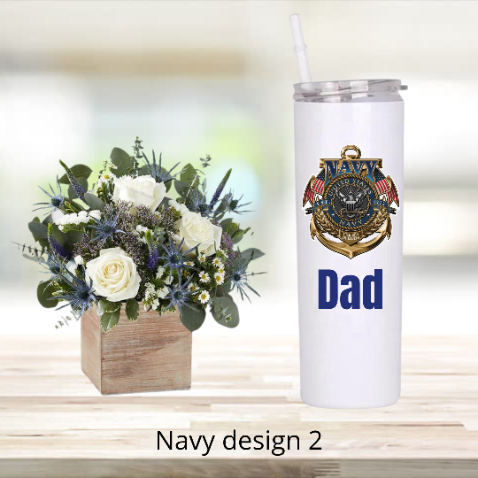 Thumbnail: Navy stainless steel tumblers 20oz with gift box, straw, mother days gift