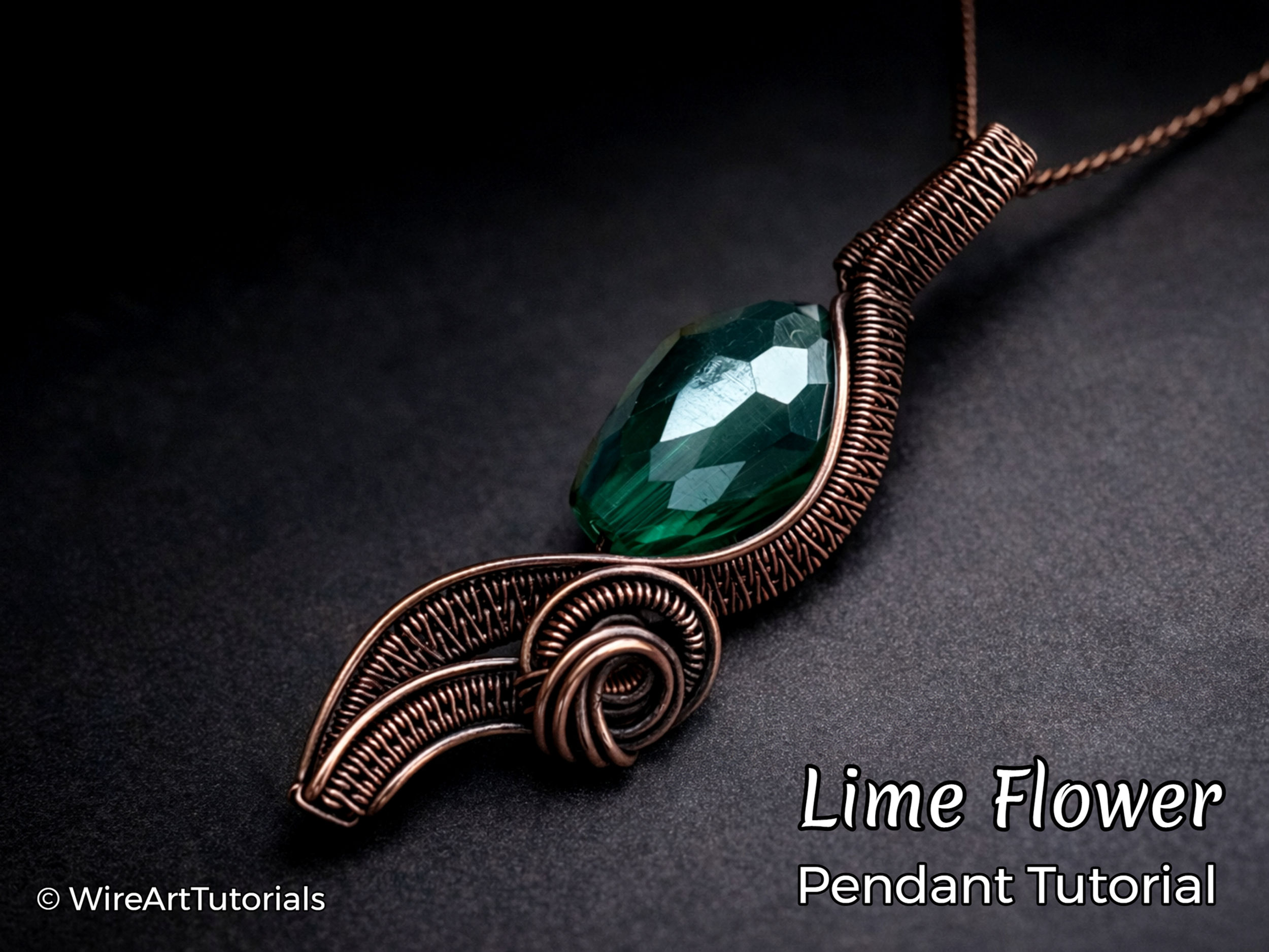 Lime Flower Pendant wire wrapping tutorial