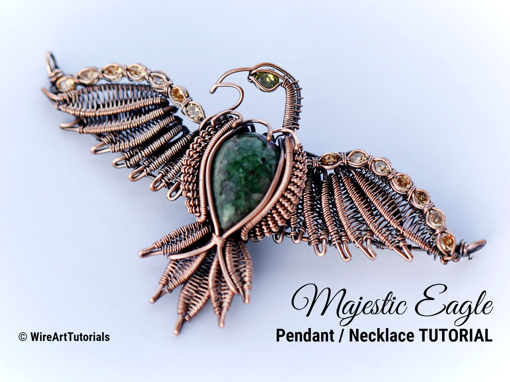 Majestic Eagle Pendant, Necklace wire wrapping tutorial