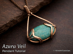 Elegant wire-wrapped pendant featuring a soft turquoise cabochon, set in warm antiqued copper with flowing, minimalistic curves and a clean, organic design, photographed on a dark natural background with subtle earthy elements.