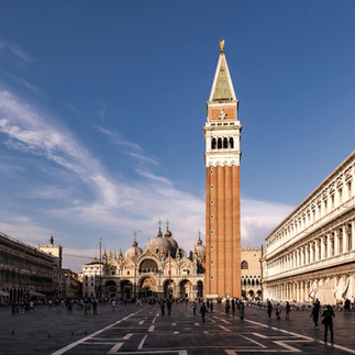Overview of St Mark's Square and St. Mark's Basilica in Venice