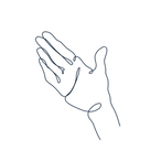A blue logo with a hand drawn on it, designed for a Plastic Surgeon.