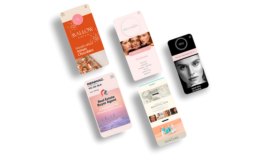 Mobile website designs for chocolate, beauty, real estate, skincare by Kylie Wiffen at White Pear