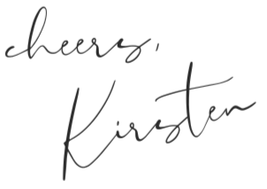 cheers Kirsten in cursive text