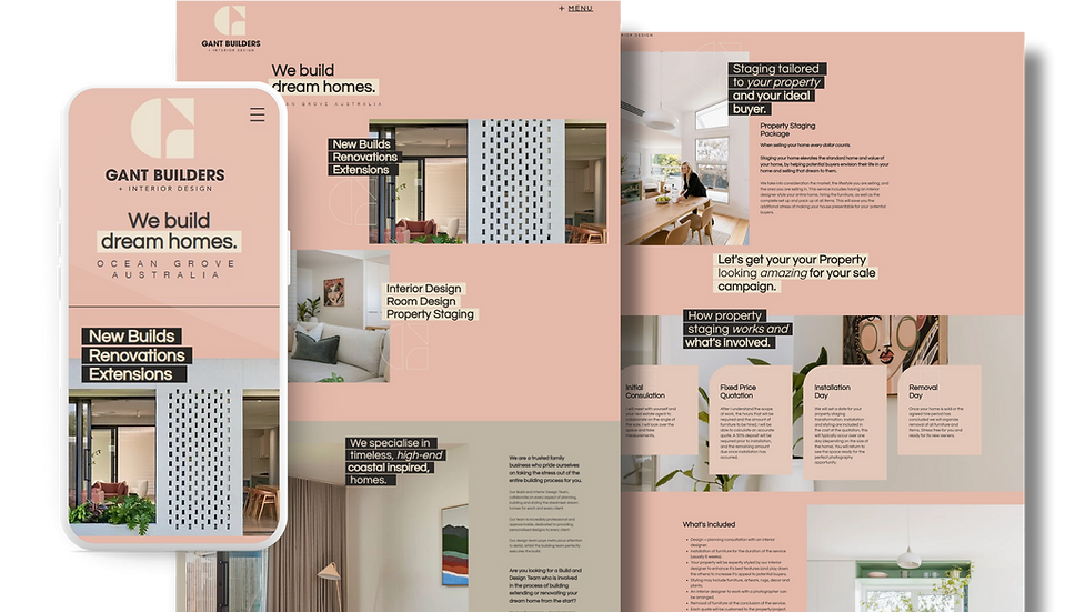 Responsive design for GANT BUILDERS website by Kylie Wiffen Web designer