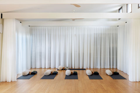 Yoga studio mats ready for class
