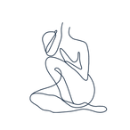 A silhouette of a woman sitting on a black background, designed for a Plastic Surgeon.