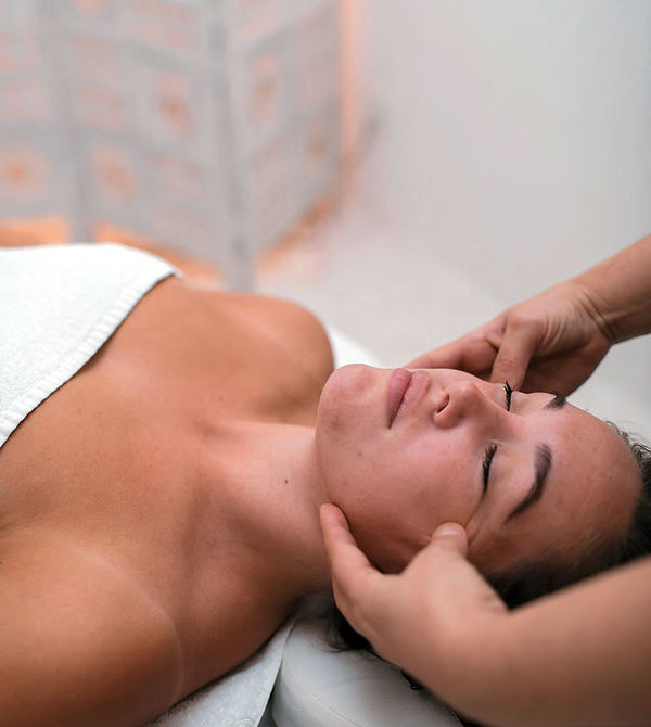 Facial massage in the salt room at Pinch Ocean Grove