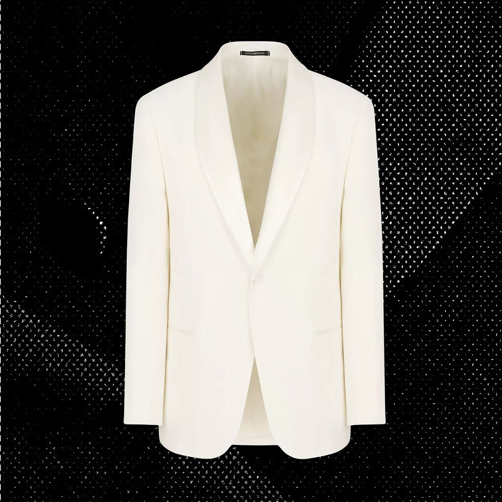 Emporio Armani G-Line regular fit dinner jacket with satin shawl lapel for 26 Magazine.