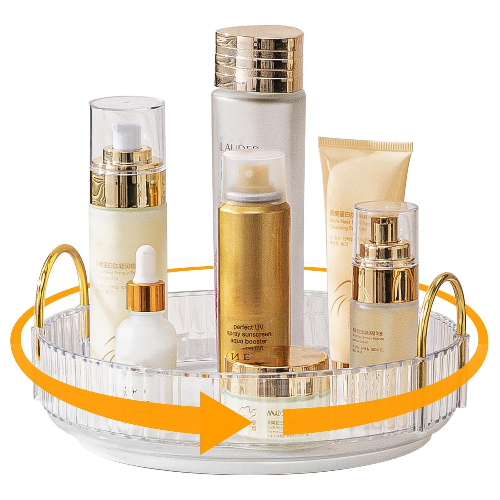 360° Rotating Makeup Organizer - Clear High-Capacity Desk Countertop