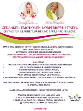 Workshop Gedanken, Emotionen, Körperbewusstsein