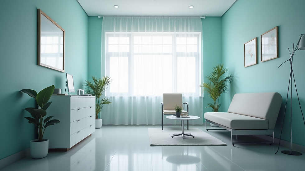 Eye-level view of a modern medical consultation room in Vitória