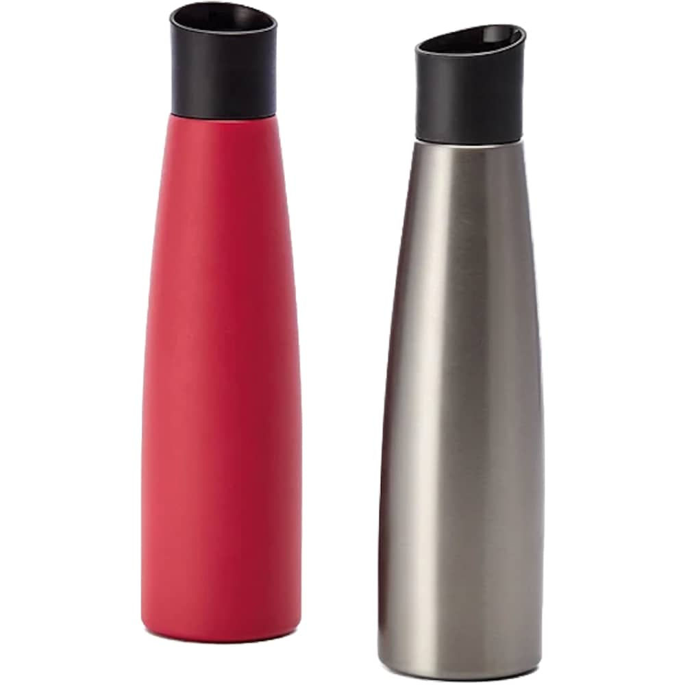 "Hiko" Thermosflasche aus Edelstahl 0,5 l - Variante Rot und Edelstahl