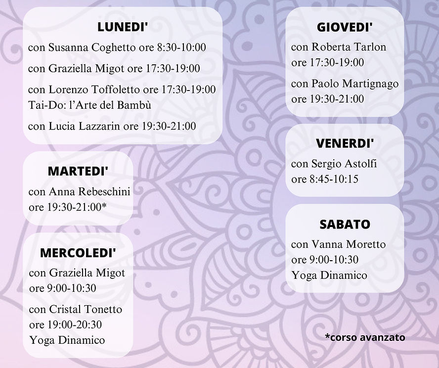 Orari lezioni yoga 2025-2026