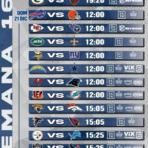 LLEGA CON AGENDA CARGADA EL INICIO DE SEMANA 16 NFL