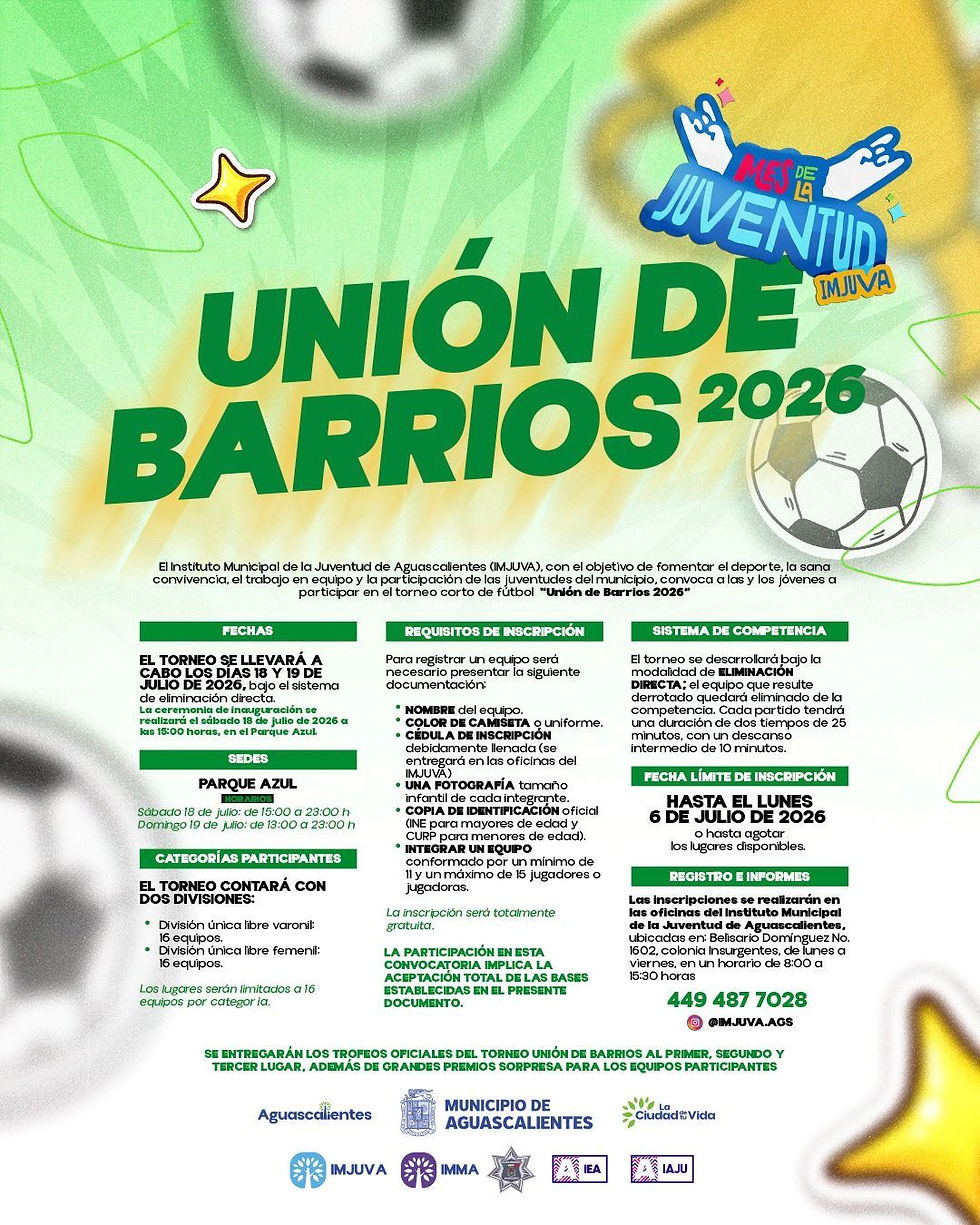 PRESENTA IMJUVA EL PROGRAMA «TORNEO UNIÓN DE BARRIOS” PARA FORTALECER LA INTEGRACIÓN SOCIAL EN LA JUVENTUD