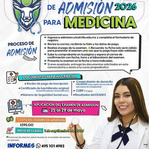 ABIERTA CONVOCATORIA PARA ESTUDIAR MEDICINA EN LA UNIVERSIDAD TECNOLÓGICA DE CALVILLO