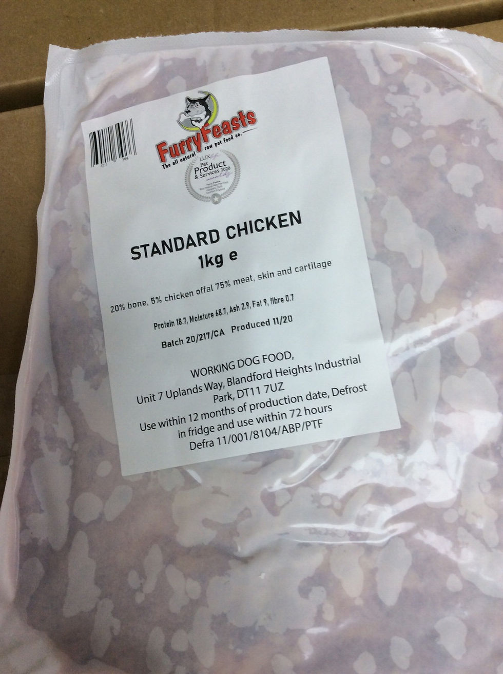 Minced chicken 1kg Womlu Pet Foods