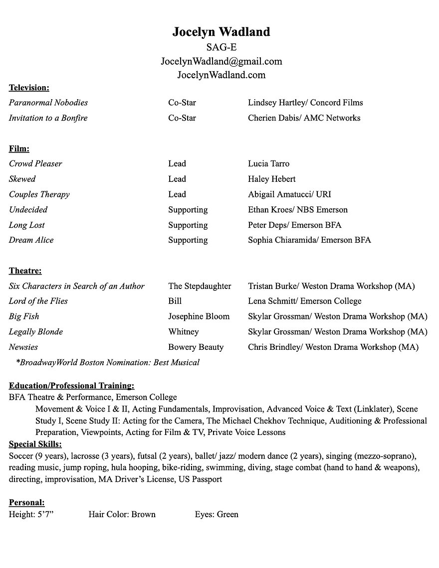 Jocelyn Wadland Resume