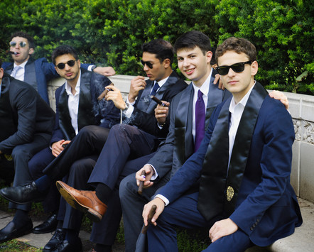 Northwestern University graduation friend group cigar smoking — group graduation photographer Evanston Illinois
