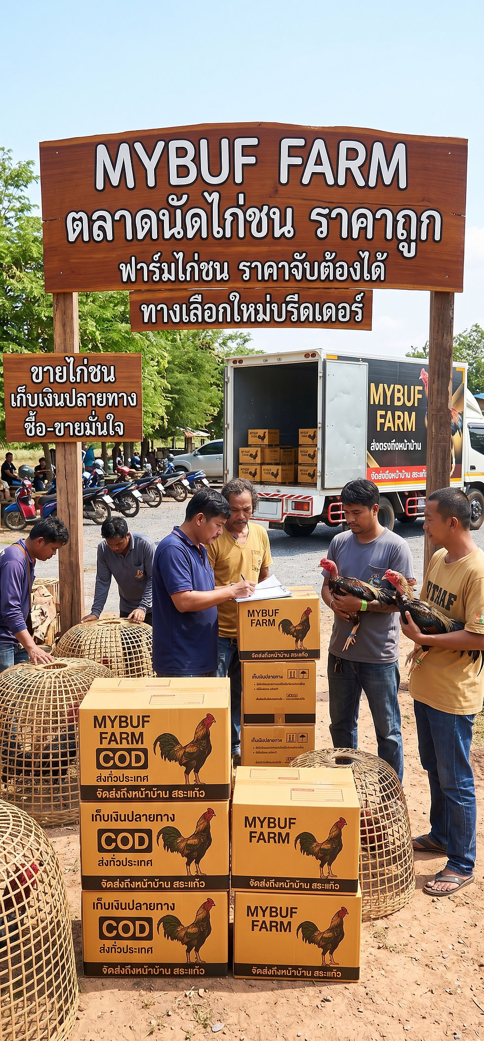 MYBUF FARM ขายไก่ชน เก็บเงินปลายทาง ซื้อ-ขายมั่นใจ สายพันธุ์พม่าแข้งคม โครงสร้างแกร่ง ส่งตรงถึงหน้าบ้านสระแก้ว 🐓📦🔥