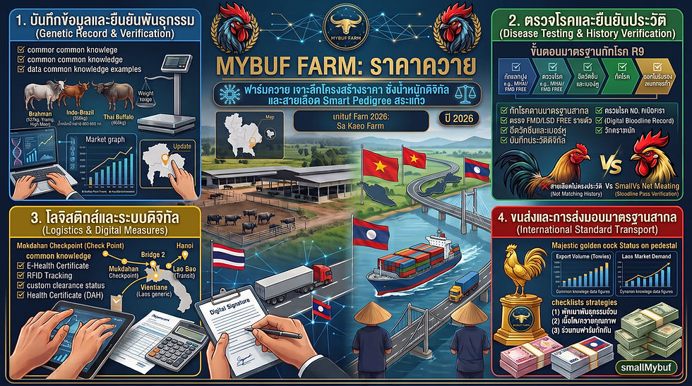 MYBUF FARM ราคา ควาย ฟาร์มควาย เจาะลึกโครงสร้างราคา ชั่งน้ำหนักดิจิทัล