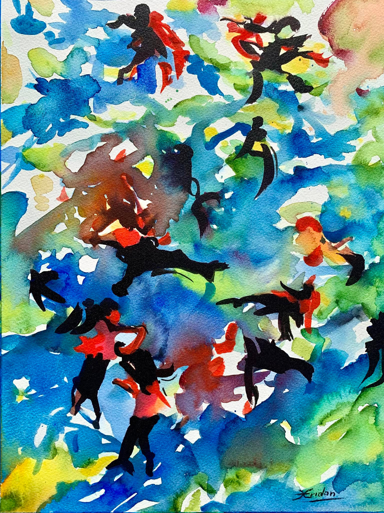 The Dance - Original Watercolor Painting 11 x 17 inch