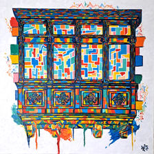 Original oil painting of a Maltese balcony.