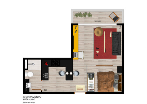 Planta Apto 38 m²
