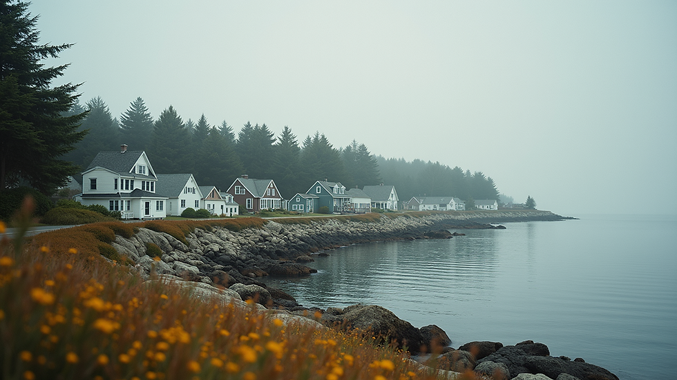 Eye-level view of a charming coastal town in Maine