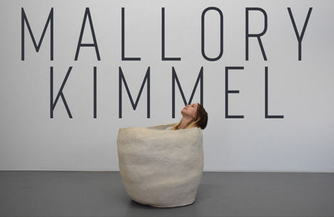 Artist Mallory Kimmel title spread, with image of artist inside one of her artworks.