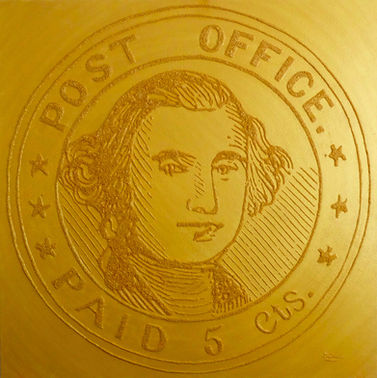 1846 5c Millbury Postmasters Provisional Stamp, Damian Lebuda, Ölgemälde, oil painting