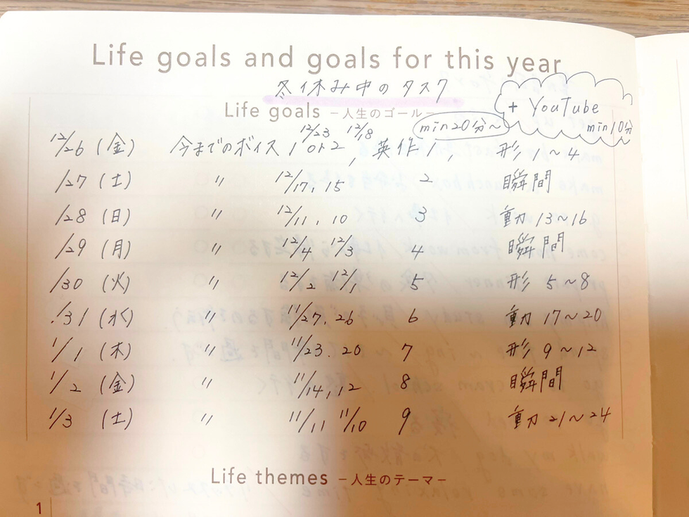 生徒さんの手帳