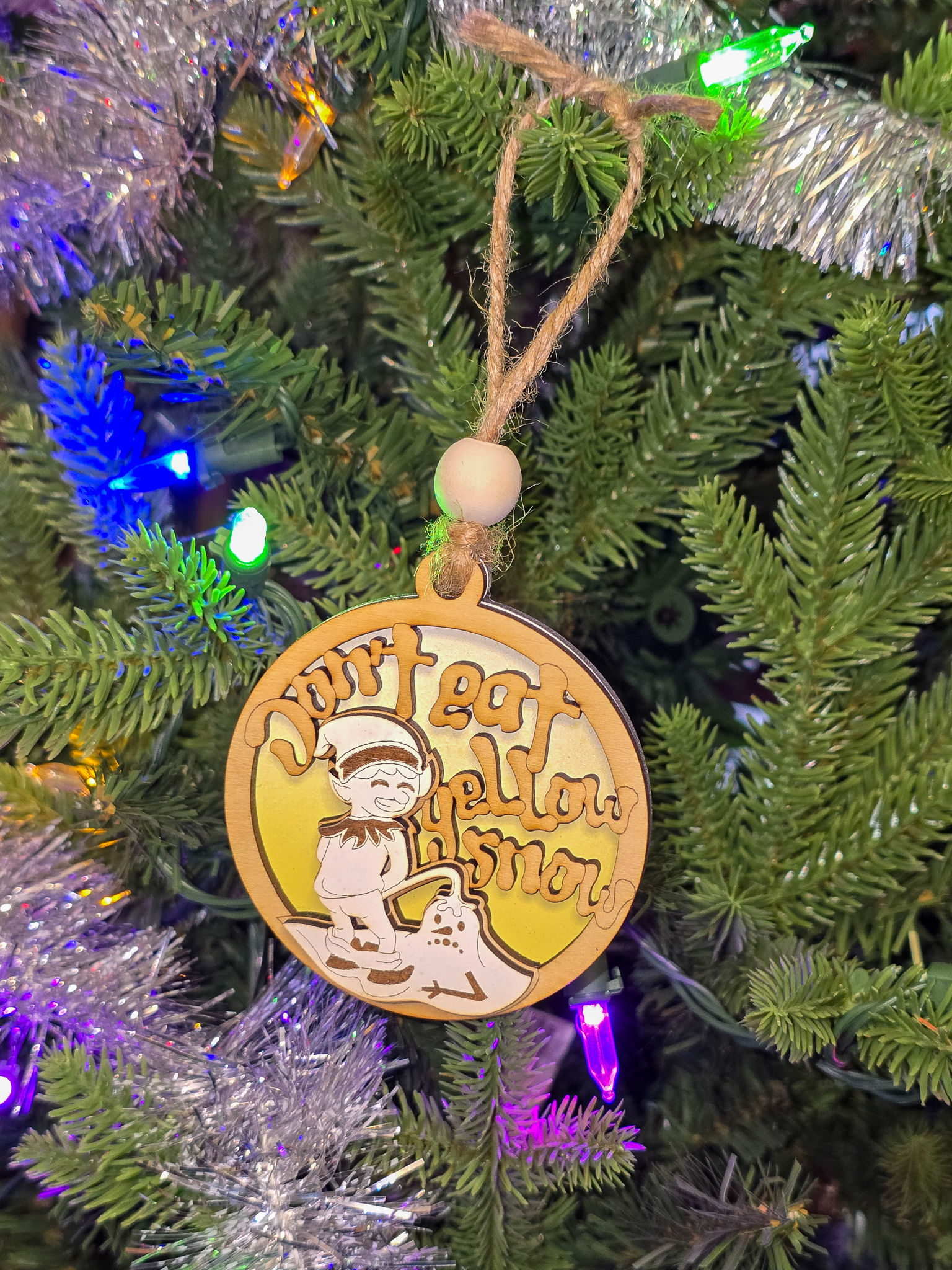 "Don't eat Yellow Snow" Christmas Ornament