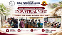 B.Tech. 3rd Semester Textile Technology students of Rural Engineering College, Hulkoti, during their industrial visit to the Central Silk Board, Rayapur, Dharwad, on 28 October 2026.